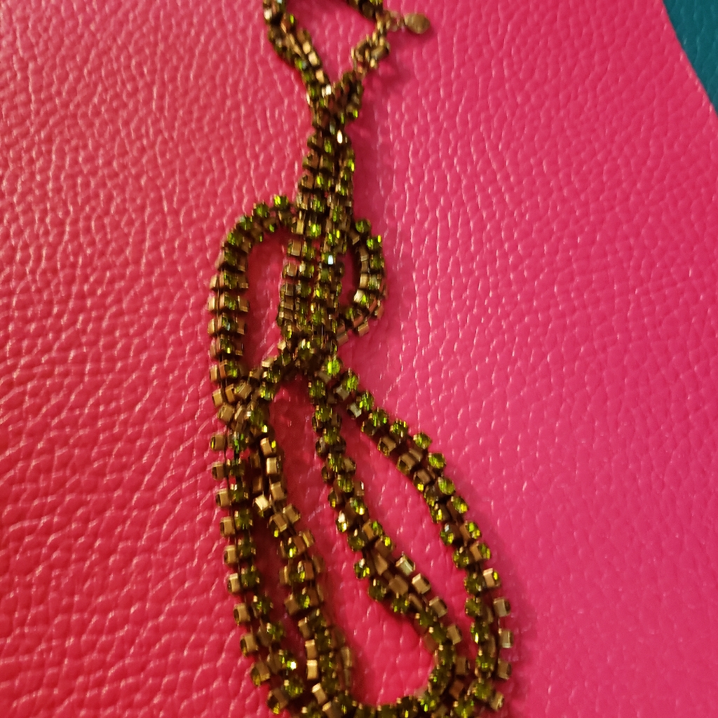 Olive Green Swarovski Rhinestone Chain 46 Inch
